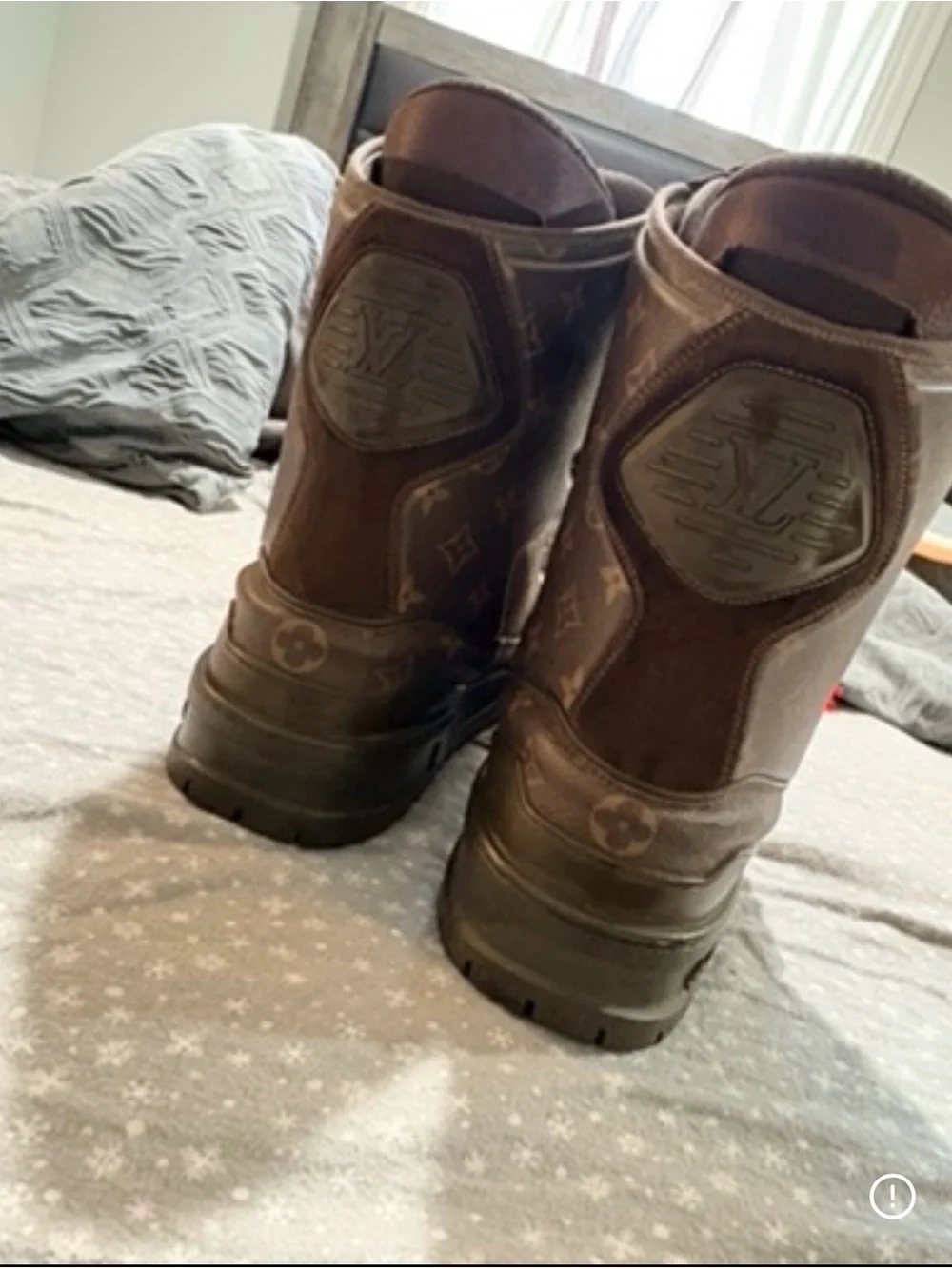 Louis Vuitton Brown Monogram Lace-Up Combat Boots